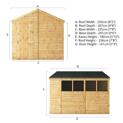 Mercia 10x8 Modular Shiplap Apex Wooden Shed