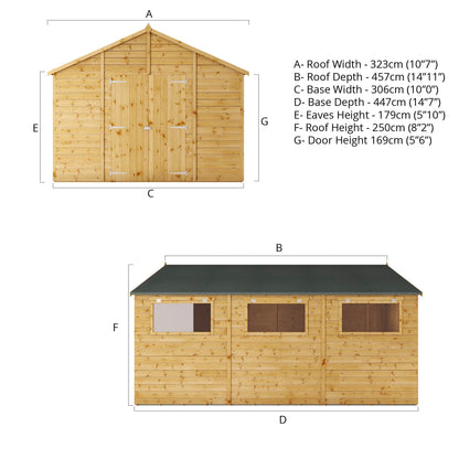 Mercia 15 x 10 Premium Shiplap Apex Workshop