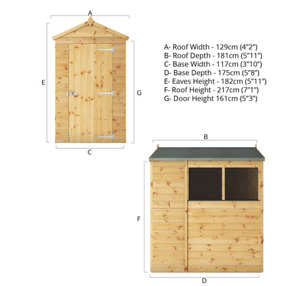 Mercia 6x4 Modular Shiplap Apex Wooden Shed