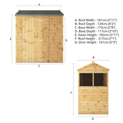 Mercia 6x4 Modular Shiplap Apex Wooden Shed