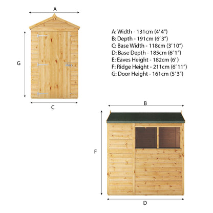 Mercia The Woodsman 6x4 Shiplap Apex Wooden Shed