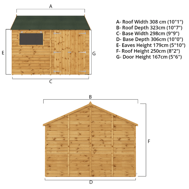 Mercia 10 x 10 Premium Shiplap Reverse Apex Workshop