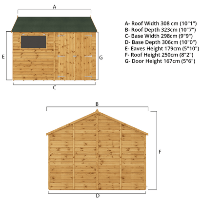 Mercia 10 x 10 Premium Shiplap Reverse Apex Workshop