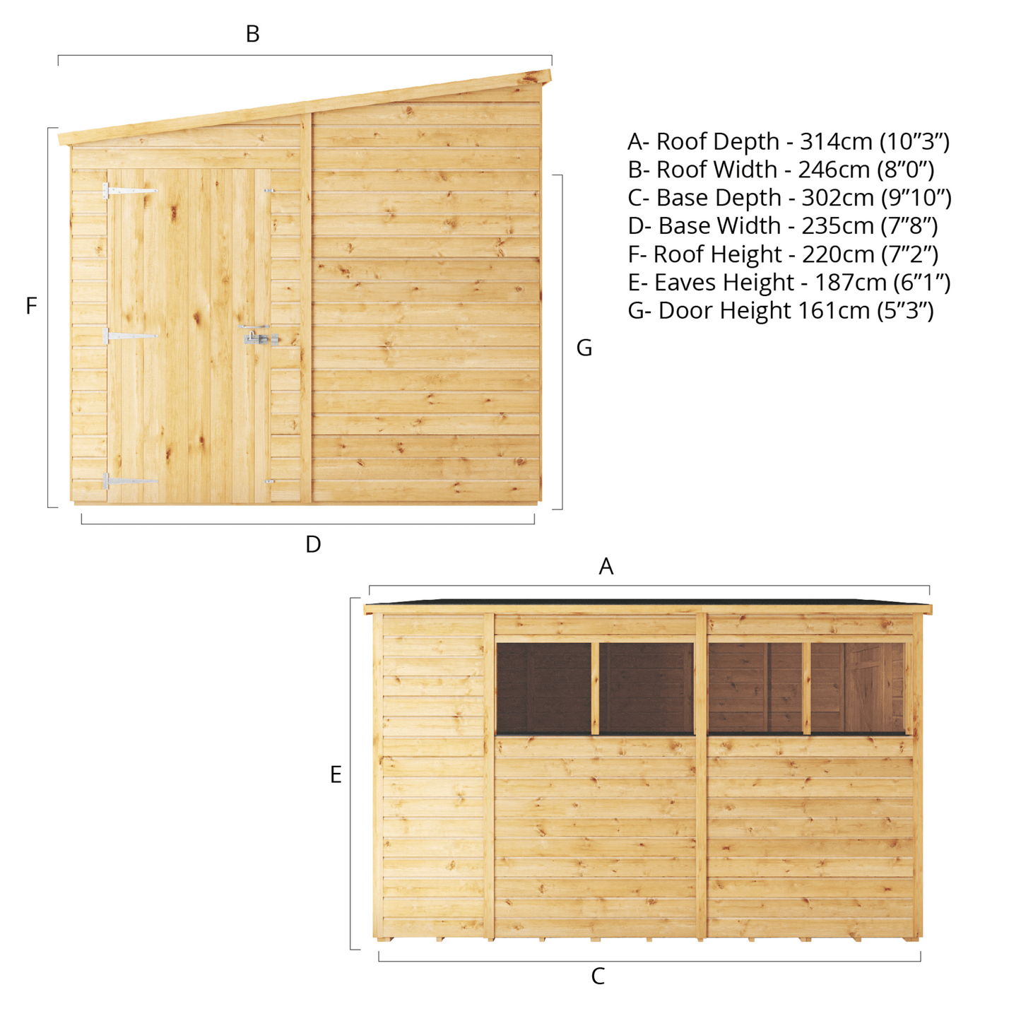 Mercia 10 x 8 Woodsman Shiplap Pent Shed - Styrene