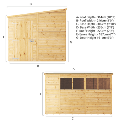 Mercia 10 x 8 Woodsman Shiplap Pent Shed - Styrene