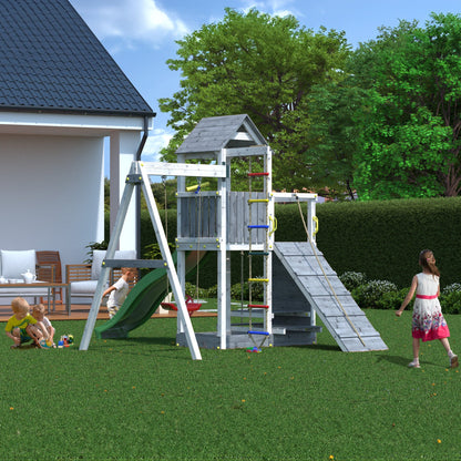 Shire Activer Playfort Grey & White Climbing Frame With Swing & Slide