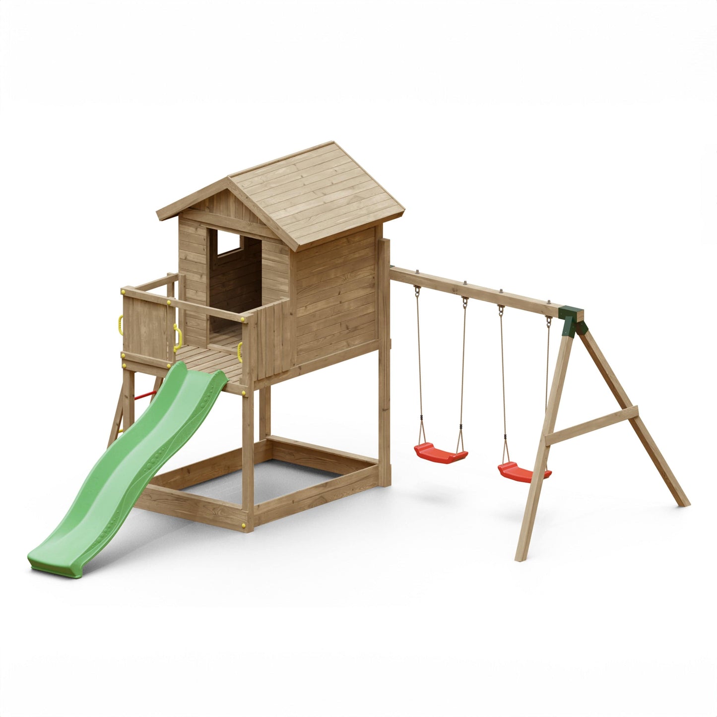 Shire Galaxy Playfort Wooden Climbing Frame with Slide and Swings