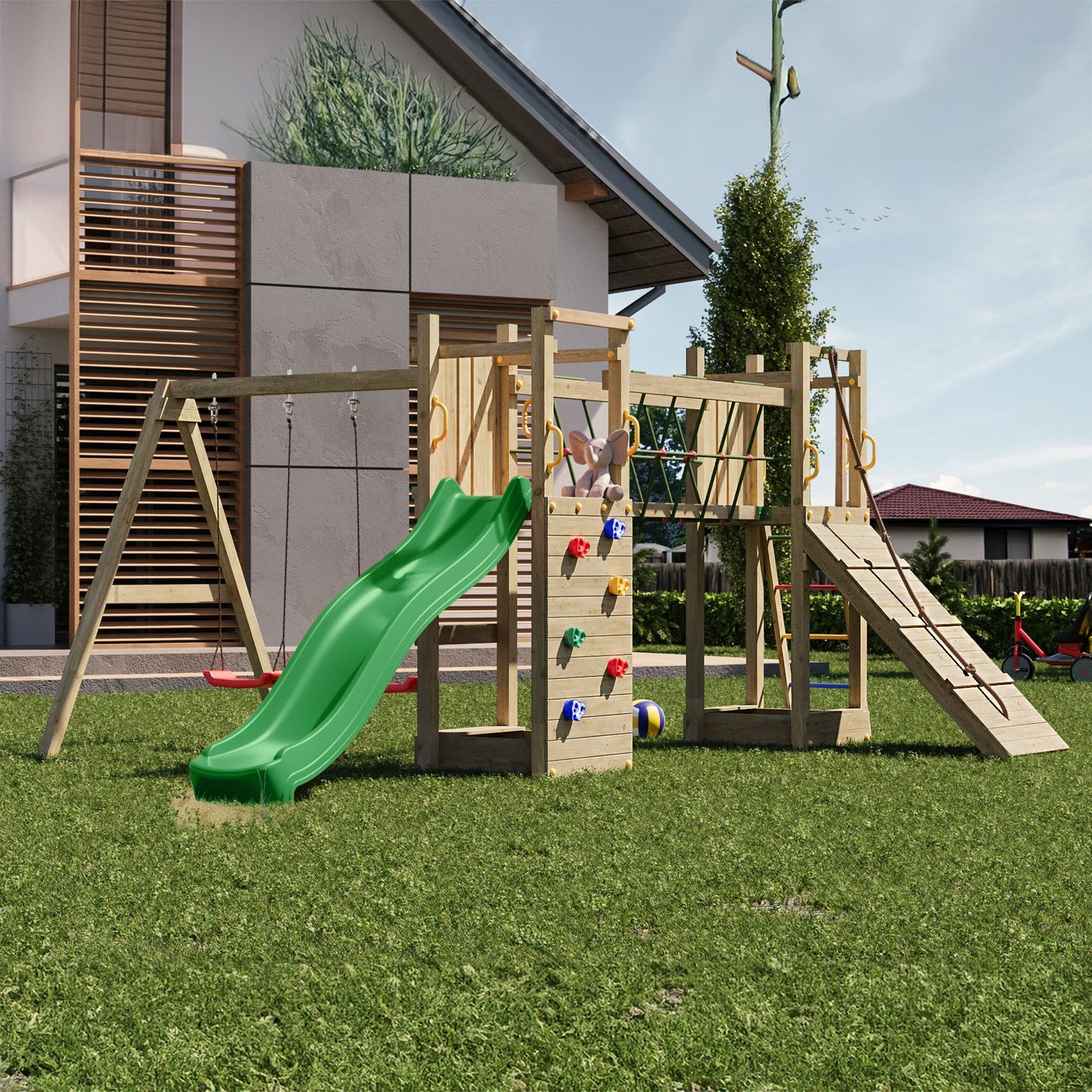 Shire Maxi Fun Playset Climbing Frame with Swing & Slide