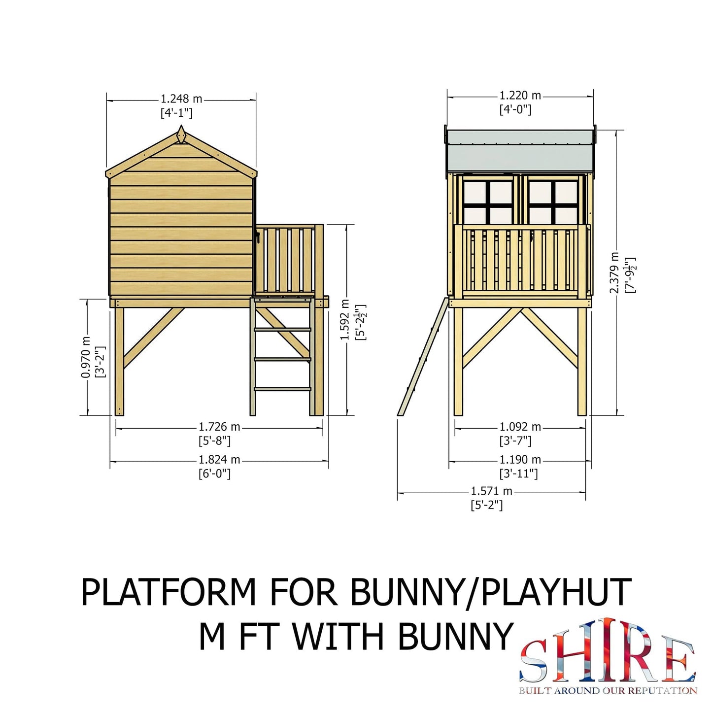 Shire 6 x 4 Bunny Playhouse with Platform & Slide