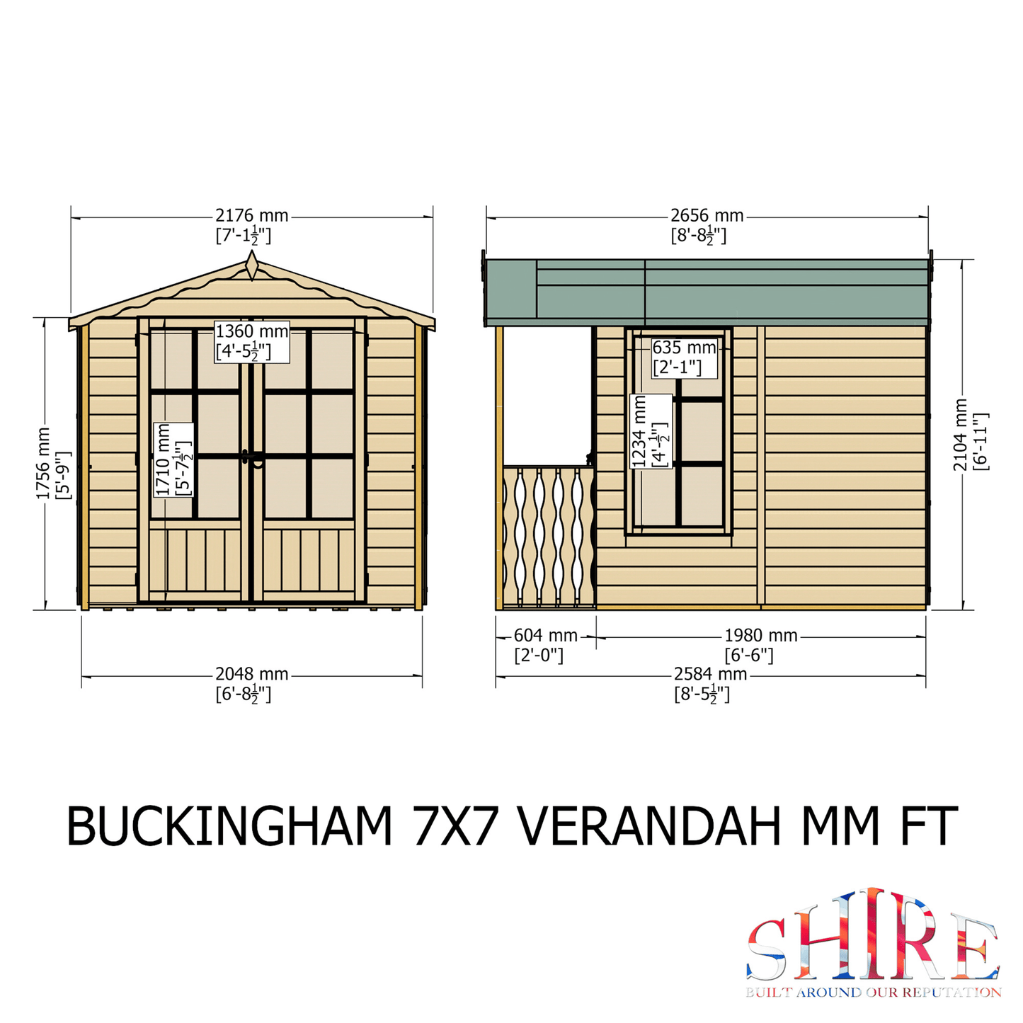 Shire Buckingham 7 x 10 Wooden Summerhouse with Veranda