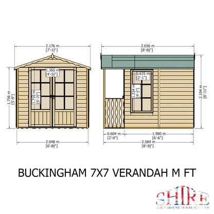 Shire Buckingham 7 x 10 Wooden Summerhouse with Veranda