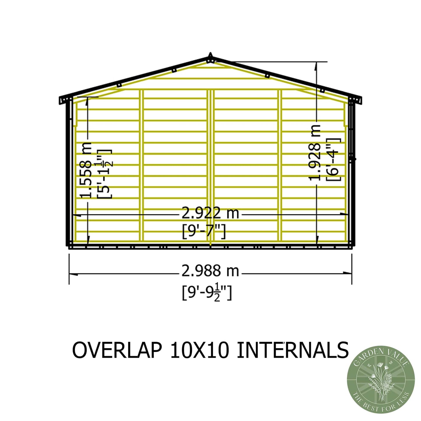 Shire 10x10 Overlap Shed Double Door With Windows