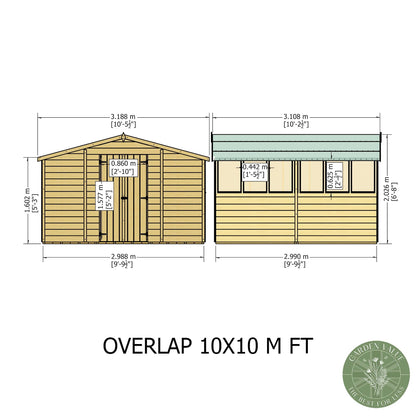 Shire 10x10 Overlap Shed Double Door With Windows