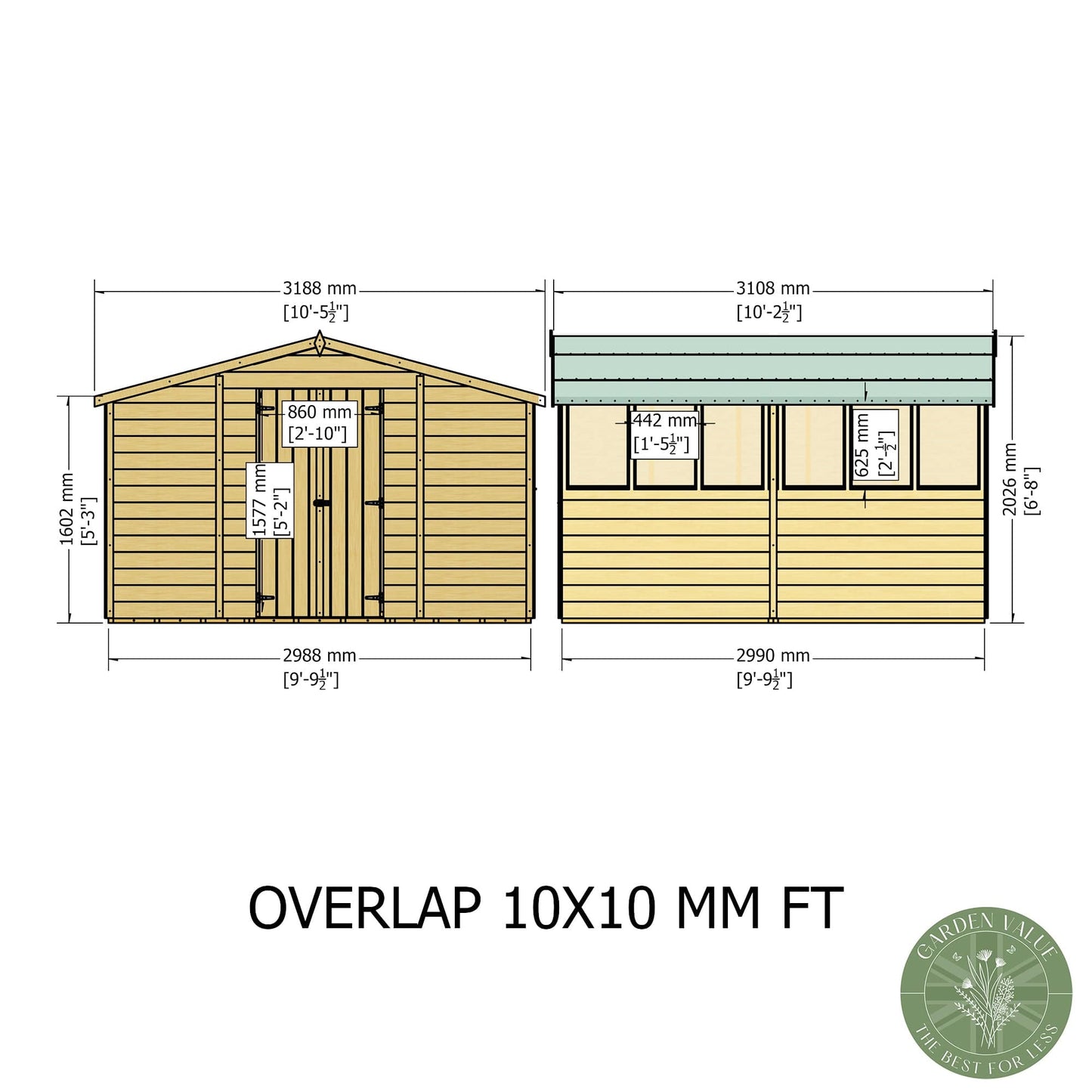 Shire 10x10 Overlap Shed Double Door With Windows