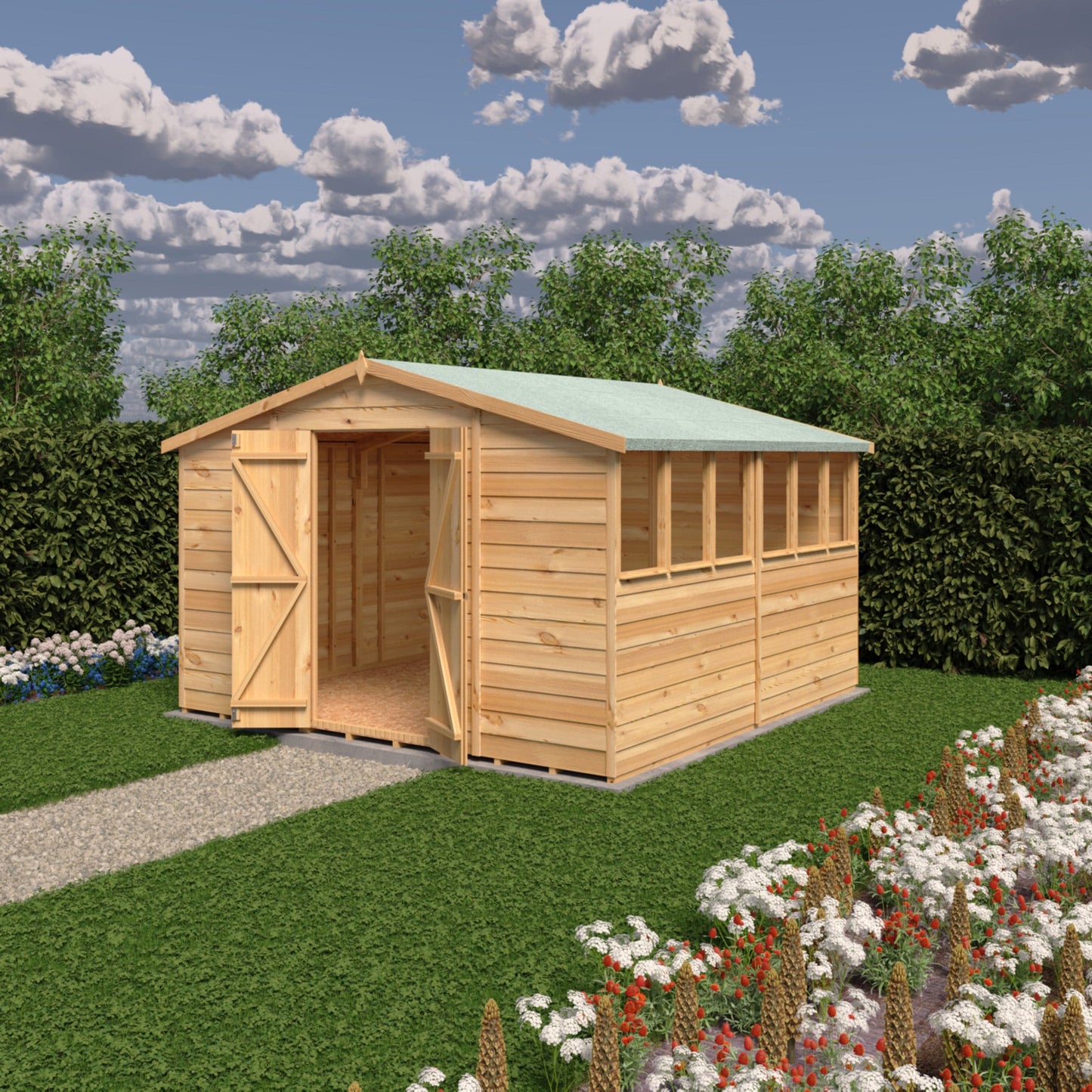 Shire 10x10 Overlap Shed Double Door With Windows