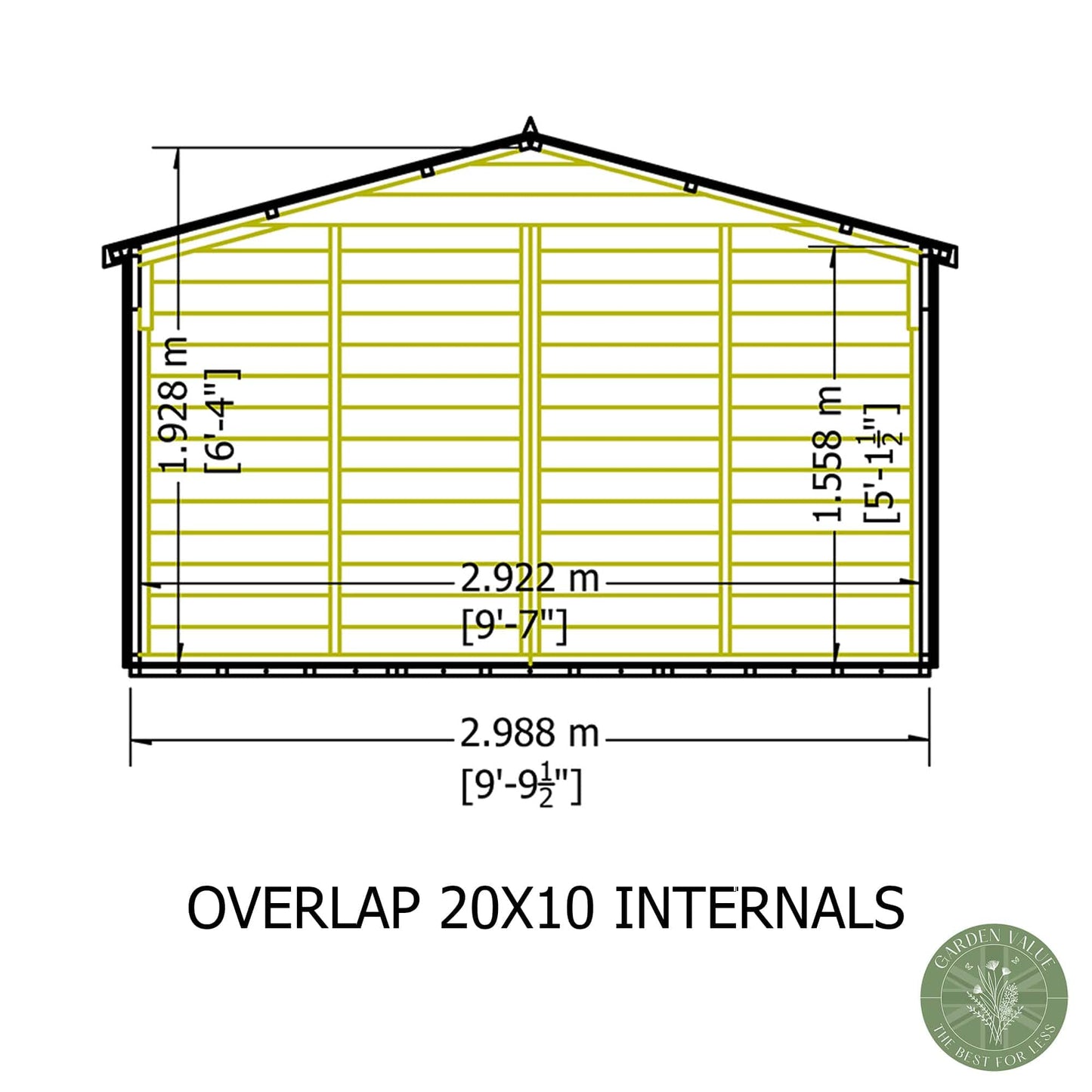 Shire 10x20 Overlap Shed with Windows - Dip Treated