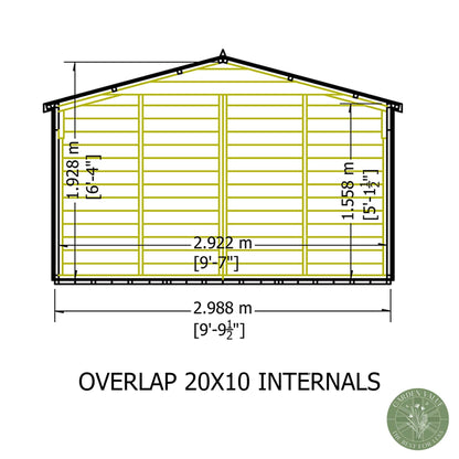 Shire 10x20 Overlap Shed with Windows - Dip Treated