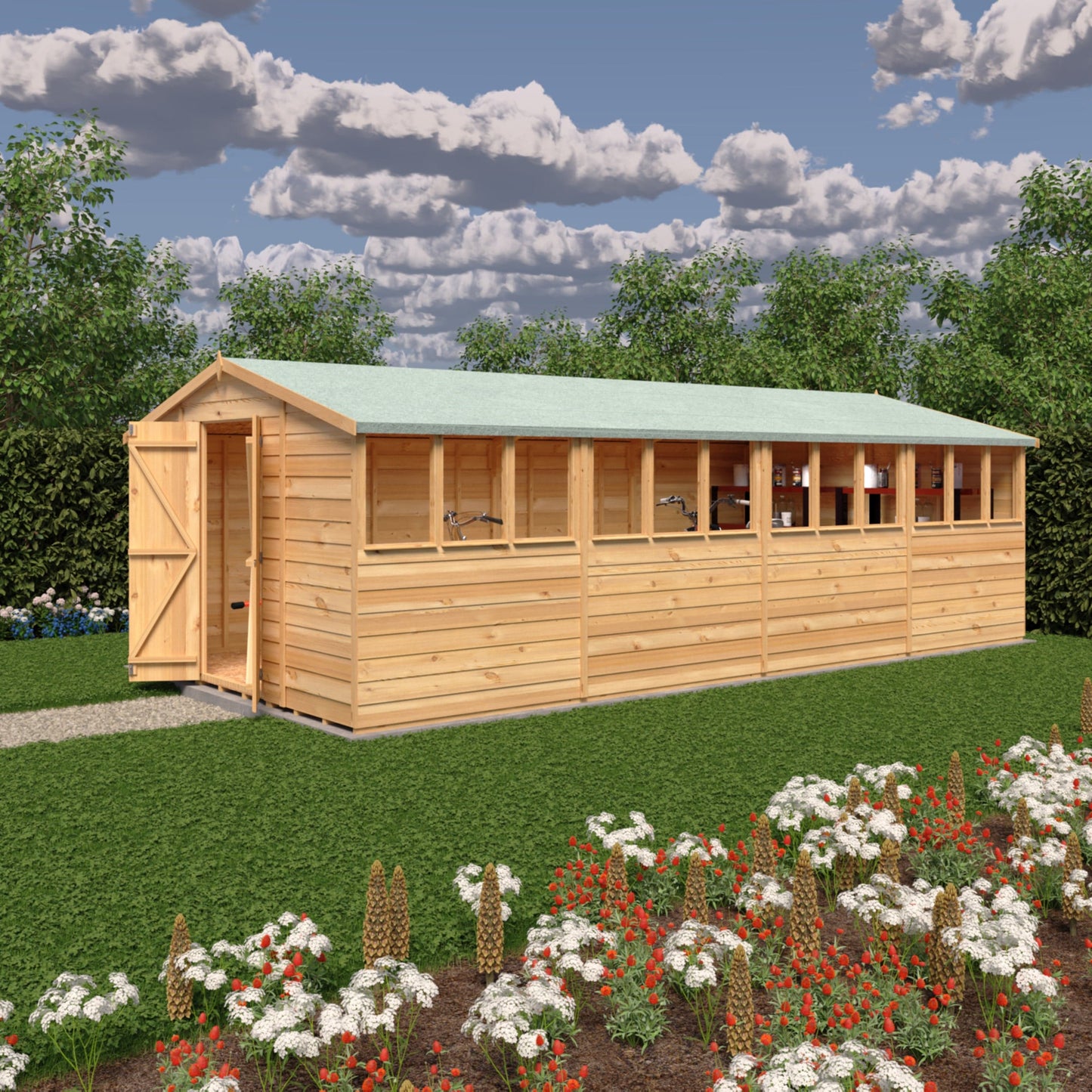 Shire 10x20 Overlap Shed with Windows - Dip Treated