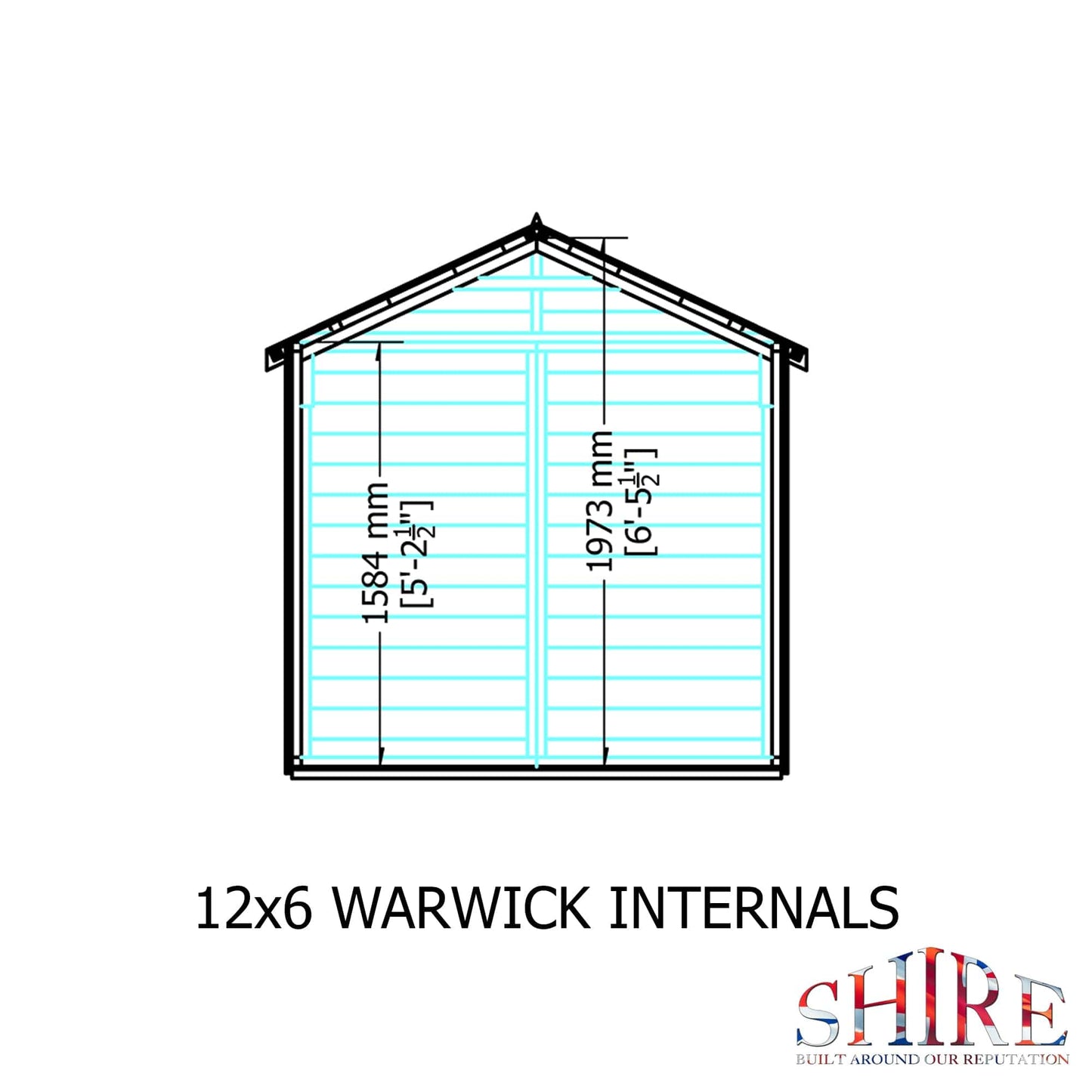 Shire 12x6 Warwick Shed Apex Double Door