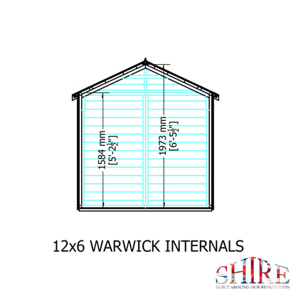 Shire 12x6 Warwick Shed Apex Double Door
