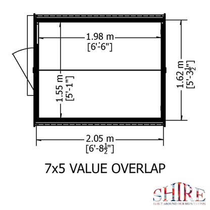 Shire 7x5ft Value Overlap Shed - Single Door