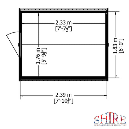 Shire 8x6 Overlap Dip Treated Single Door Windowless Shed