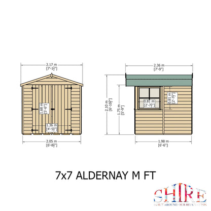Shire Alderney 7x7 Shed Apex Double Door Workshop