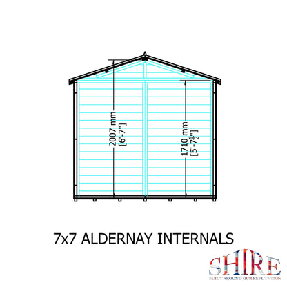Shire Alderney 7x7 Shed Apex Double Door Workshop