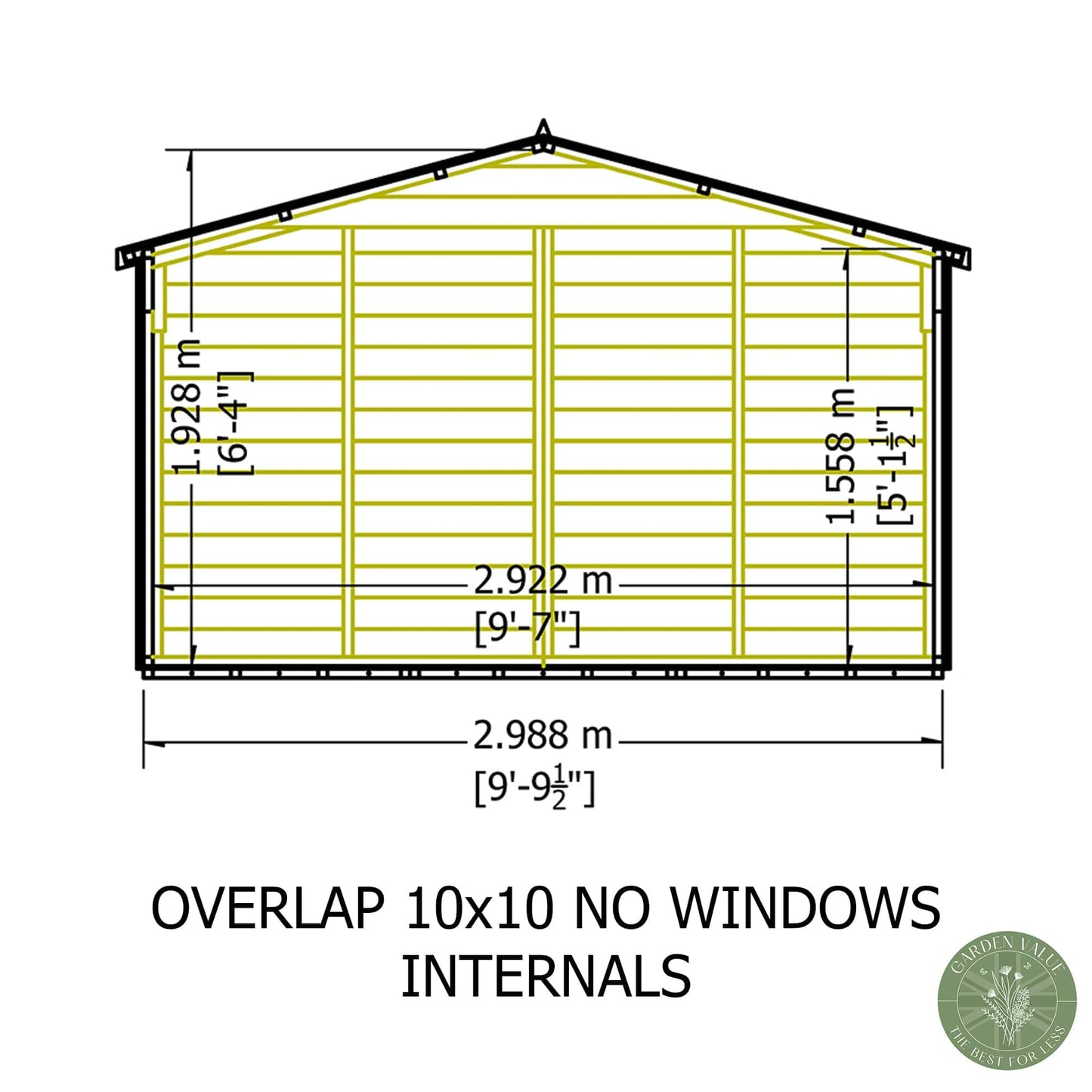 Shire Overlap Double Door Shed - 10x15ft