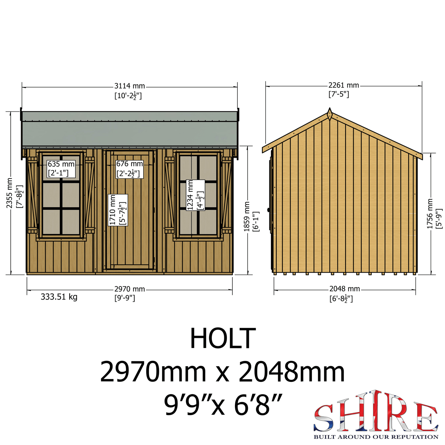 Shire Holt 10 x 7 Tongue & Groove Reverse Apex Shed