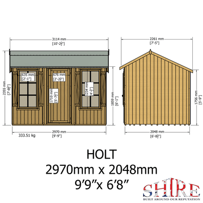 Shire Holt 10 x 7 Tongue & Groove Reverse Apex Shed