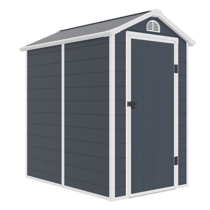 Jasmine 4x6 Plastic Apex Shed - Ash Grey with Foundation Kit