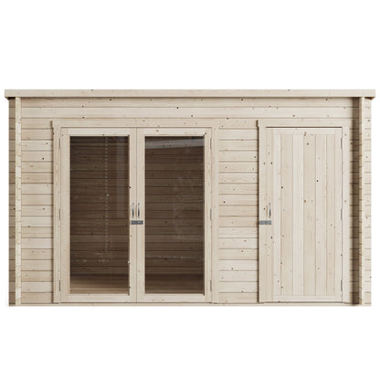 Store More Darton 12ft x 8ft Pent Log Cabin Summerhouse with Side Store
