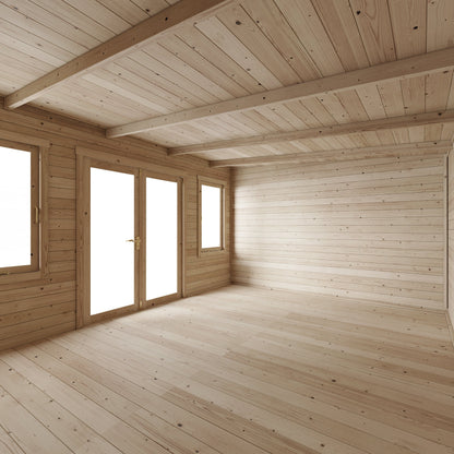 Store More Ashley 4.5m x 3.5m Pent Log Cabin Garden Room - Pressure Treated