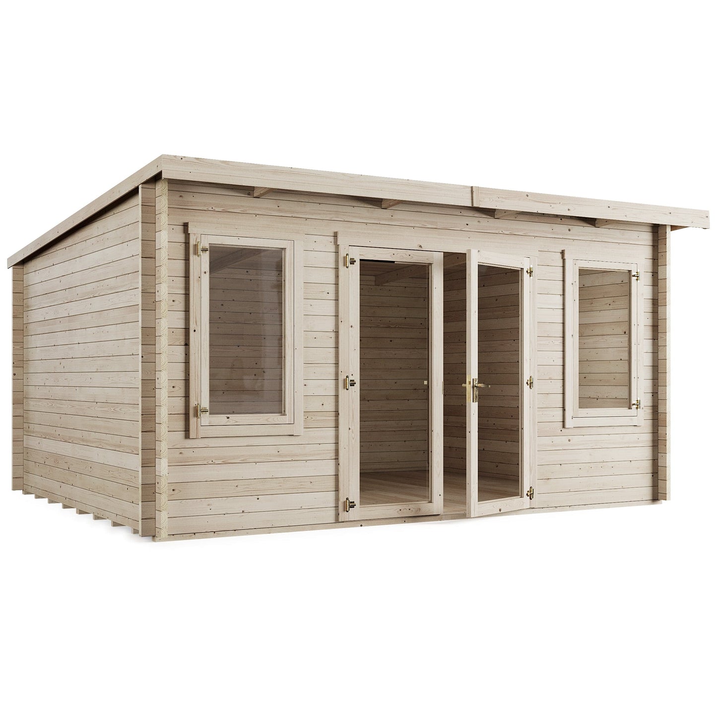 Store More Ashley 4.5m x 3.5m Pent Log Cabin Garden Room - Pressure Treated
