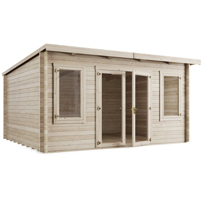 Store More Ashley 4.5m x 3.5m Pent Log Cabin Garden Room - Pressure Treated