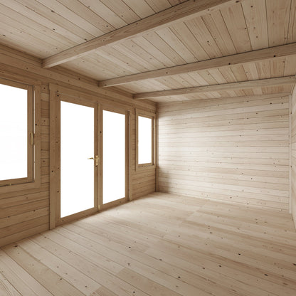 Store More Ashley 4m x 3m Pent Log Cabin Garden Room - Pressure Treated