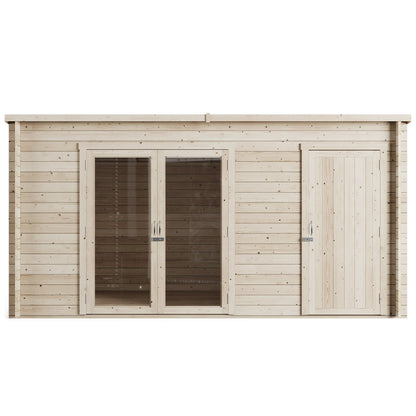 Store More Darton 14 x 8 Pent Log Cabin Summerhouse with Side Store