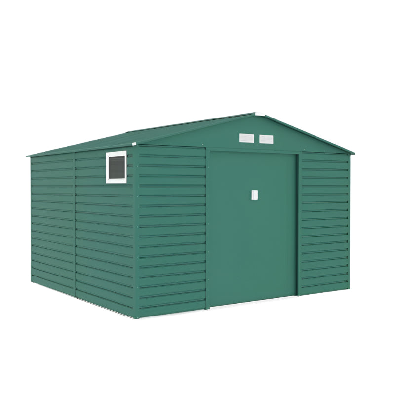 Lotus Hypnos 11 x 10.5 ft Apex Metal Shed - Green