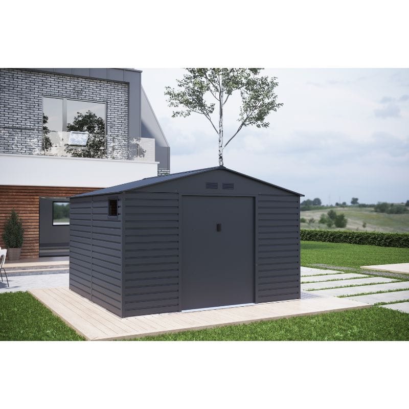 Lotus Hypnos 11 x 10.5 ft Apex Metal Shed - Grey