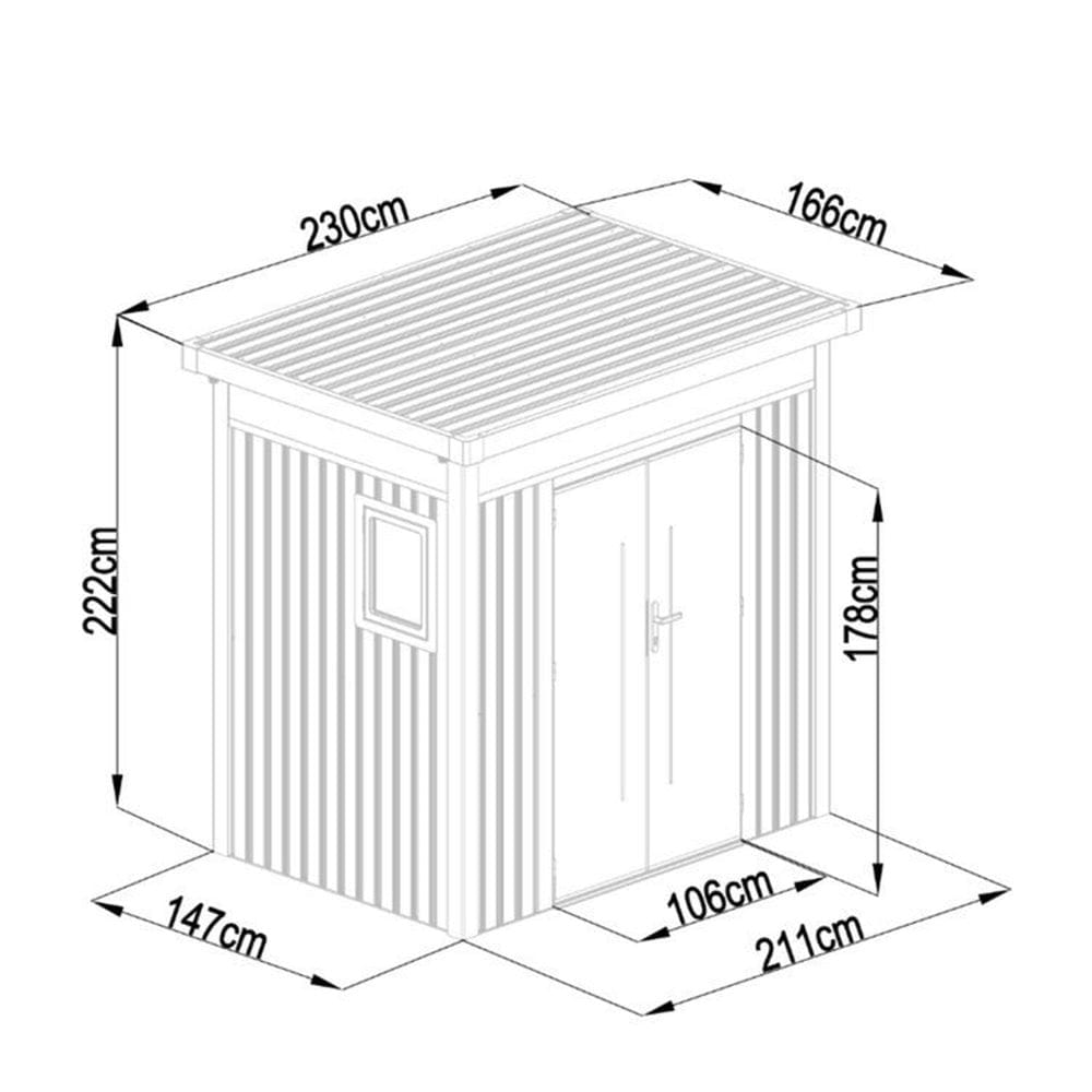 Lotus Titan 8x5 Pent Metal Shed