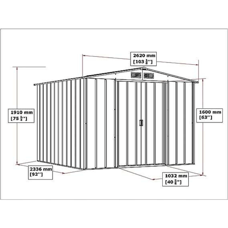 Sapphire 8ft x 8ft Apex Metal Shed - Green
