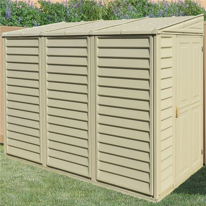 Saffron 4x8ft Lean-To Vinyl Garden Shed with Foundation Kit