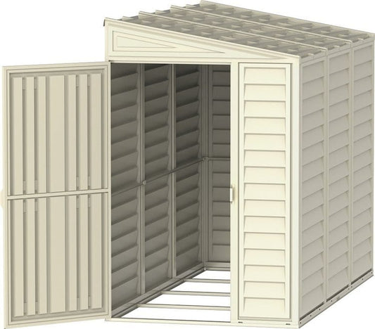Saffron 4x8ft Lean-To Vinyl Garden Shed with Foundation Kit