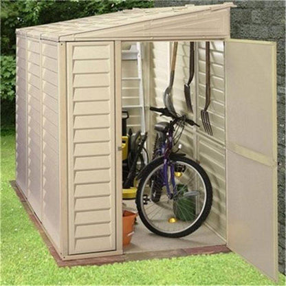 Saffron 4x8ft Lean-To Vinyl Garden Shed with Foundation Kit