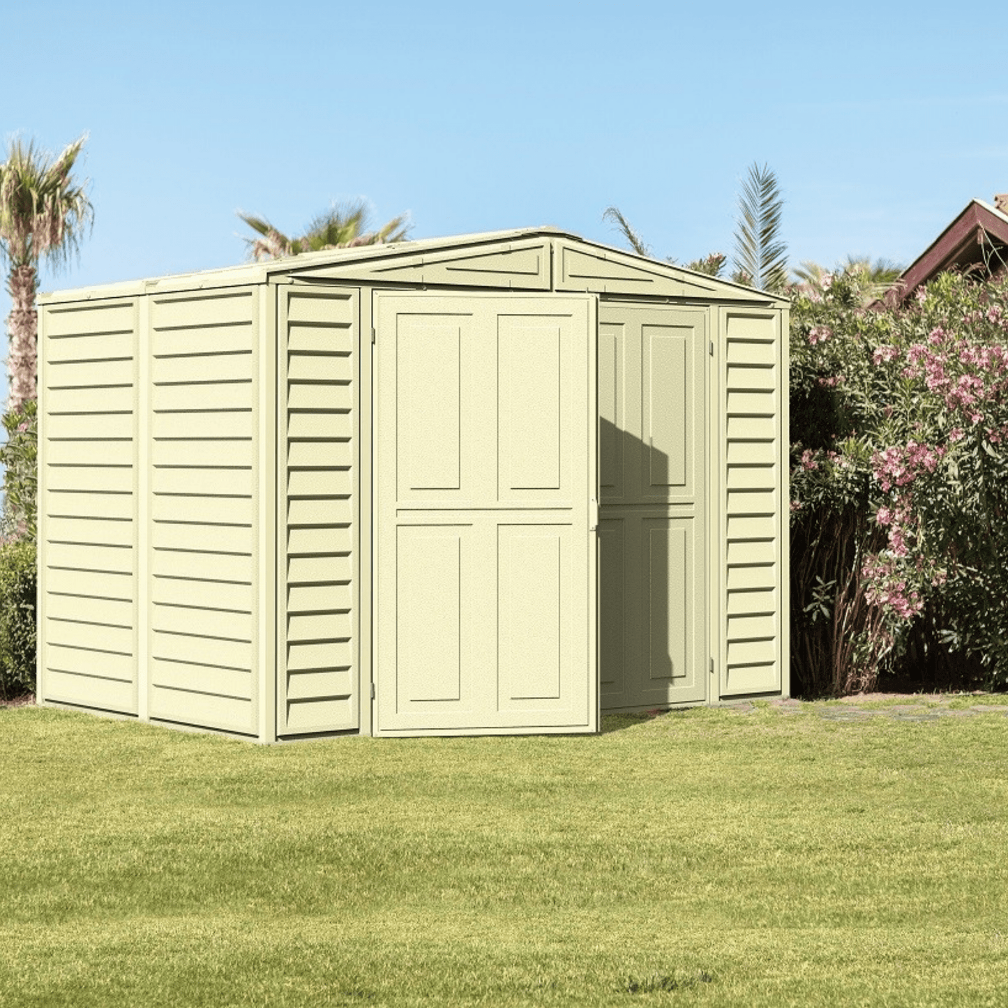 Saffron 8'x5' 3" Vinyl Garden Shed with Foundation Kit