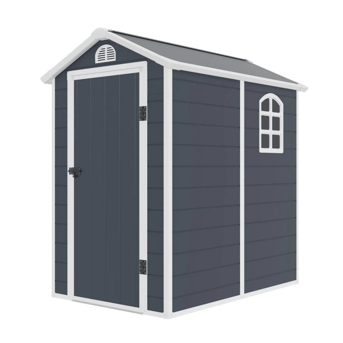 Jasmine 4x6 Plastic Apex Shed - Ash Grey with Foundation Kit