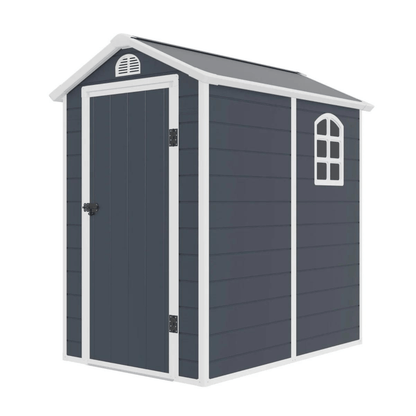 Jasmine 4x6 Plastic Apex Shed - Ash Grey with Foundation Kit