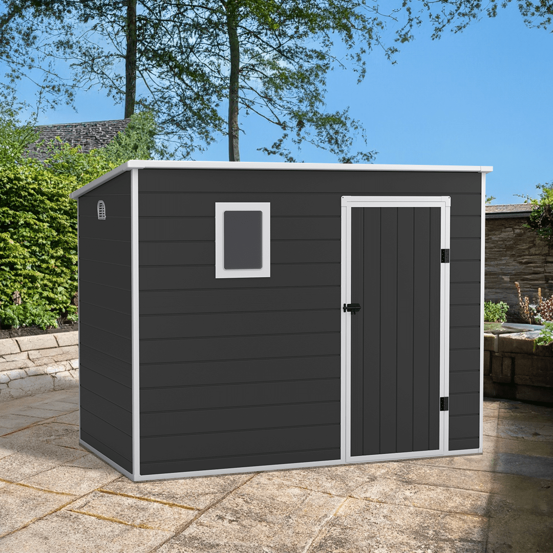 Lotus Oxonia Pent Plastic Shed Dark Grey With Floor - 8x5