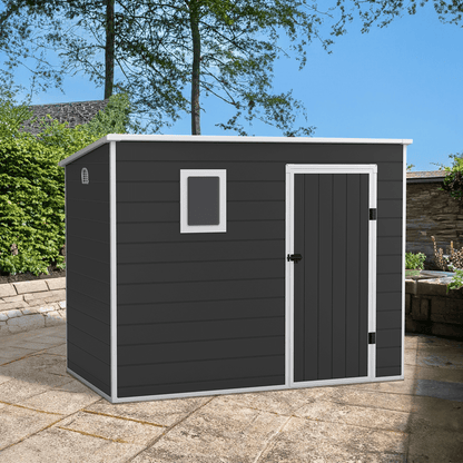 Lotus Oxonia Pent Plastic Shed Dark Grey With Floor - 8x5